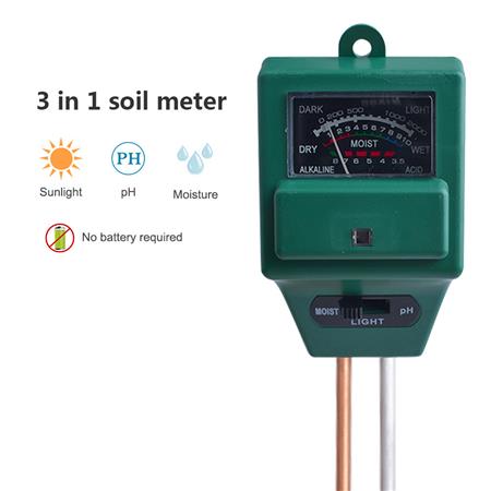 Medidor 3 En 1 Ph Luz Humedad Tierra Suelo Luminosidad
